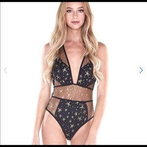 IHeartRaves mesh gold star bodysuit rave festival
